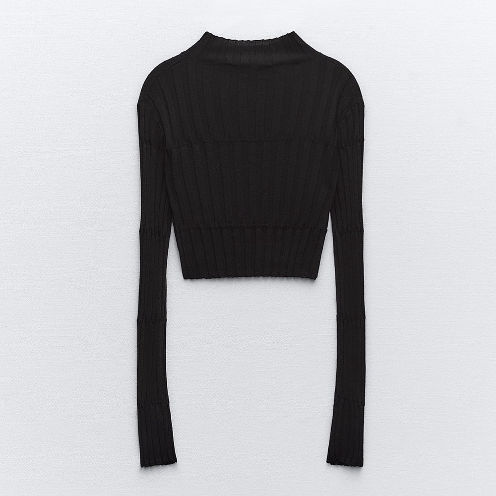 Zara Crop Ribbed Knit Sweater Size M